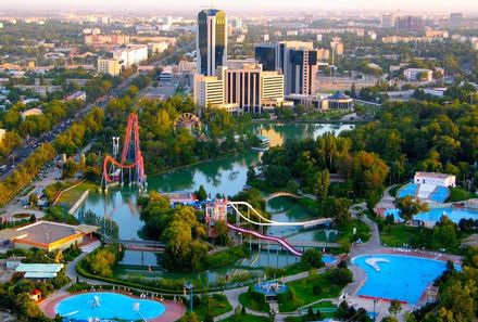 Usbekistan Familienreise - Blick von oben auf Taschkent