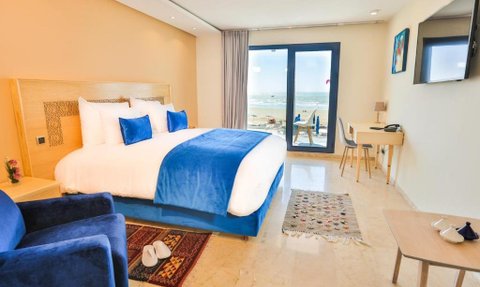 Komfortables Deluxe Zimmer im Hotel Cote Ocean Mogador Essaouira – Marokko Reise mit Kindern