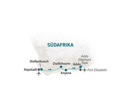 Reiseroute Garden Route for family individuell 01 - 2023