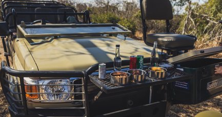 Familie genießt ein Picknick bei einer Safari in der Kubu Safari Lodge – Südafrika Familienreise