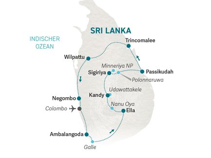 Reiseroute Sri Lanka for family individuell Osten - 2027