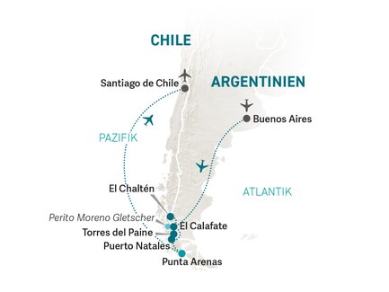 Reiseroute Patagonien Family & Teens - 2025