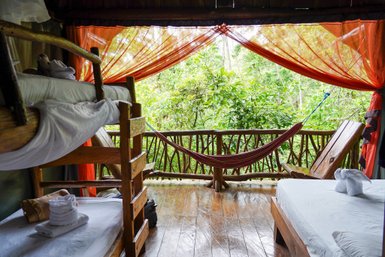 Unterkunft in La Tigra Lodge mit Hängematte und Zimmer – Costa Rica Familienreise