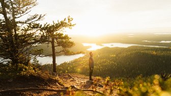 Der weite Fernblick auf eine weite Landschaft im Sonnenlicht