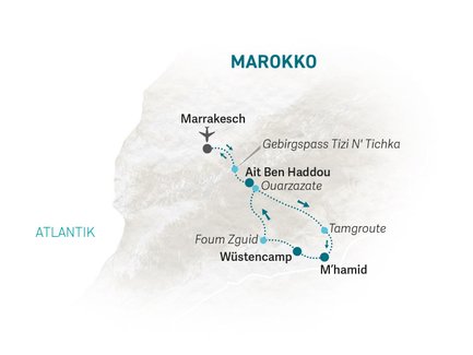 Reiseroute Marokko for family geänderter Reiseverlauf - 2026