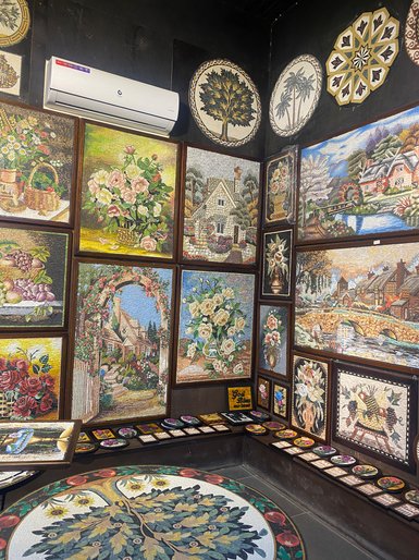 verschiedene Mosaikbilder aus Madaba - Jordanien Familienurlaub