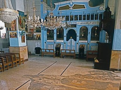religiöse Karte in Madaba Kirche - Jordanien Familienurlaub