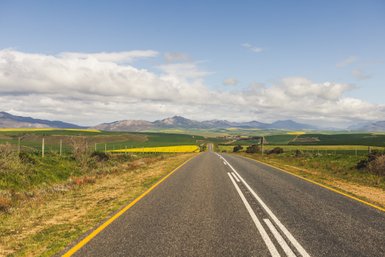 Straße führt durch die Landschaft der Garden Route – Südafrika mit Kindern