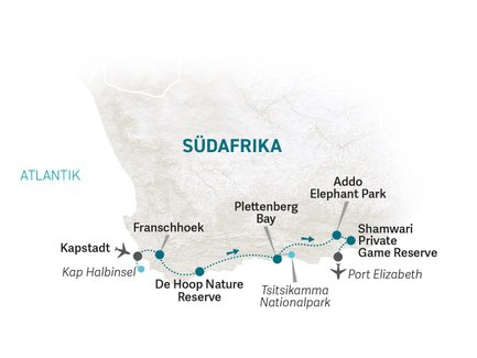 Reiseroute Garden Route for family Deluxe - 2025