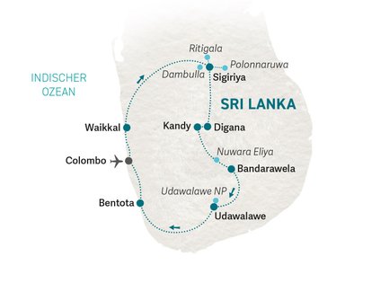 Reiseroute Sri Lanka for family - 2024
