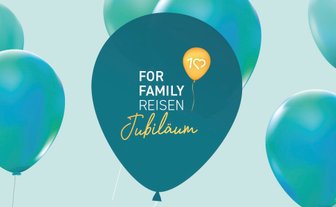 For Family Reisen Jubiläum - türkisfarbene Luftballons