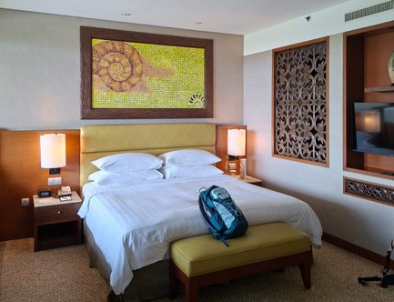 For Family Reisen Rucksack im Doppelbettzimmer im Shangri-La Ocean - Malaysia Familienreise