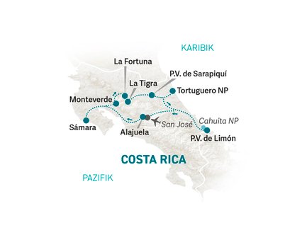 Reiseroute Costa Rica for family individuell 04 - 2022