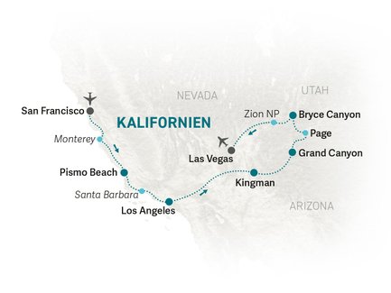 Reiseroute USA Südwesten for family individuell - 2026