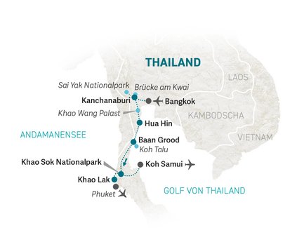 Reiseroute Thailand for family - 2024
