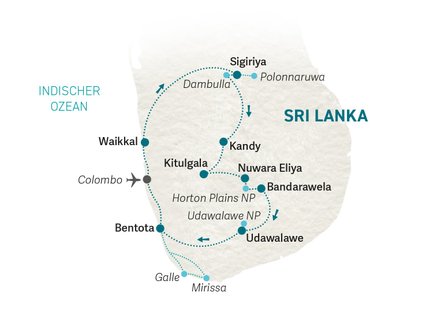 Reiseroute Sri Lanka Family & Teens - 2025