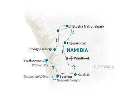 Reiseroute Namibia for family individuell - 2027