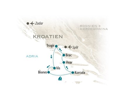 Reiseroute Kroatien Segeln for family - 2020