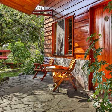 Costa Rica Familienreise mit Kindern - Monteverde - Arco Iris Lodge - Veranda