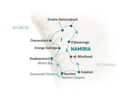 Reiseroute Namibia for family individuell - 2026