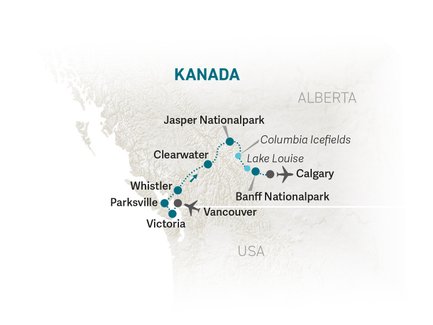 Reiseroute Westkanada for family individuell - 2025