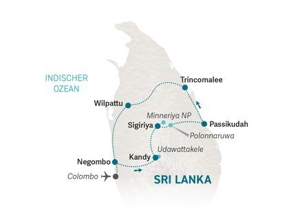 Reiseroute Sri Lanka for family individuell Ost - 2024