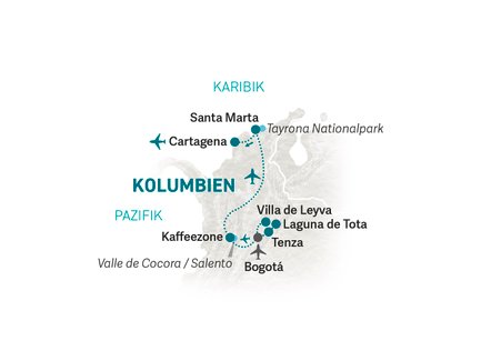 Reiseroute Kolumbien for family individuell - 2022
