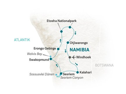 Reiseroute Namibia for family individuell - 2023