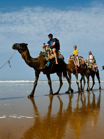Kamelritt für die ganze Familie entlang des Atlantikstrands von Sidi Kaouki – Familienreise nach Marokko