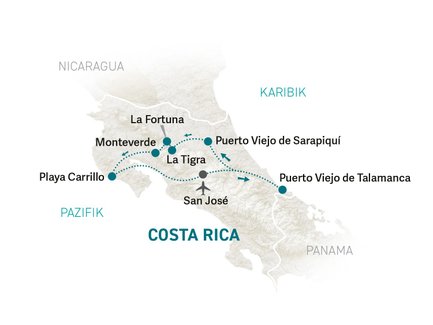 Reiseroute Costa Rica Family & Teens - 2026