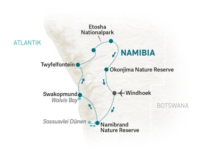 Reiseroute Namibia for family Deluxe - 2027