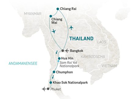 Reiseroute Thailand for family individuell - 2025