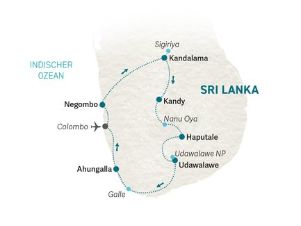 Reiseroute Sri Lanka for family Deluxe - 2025