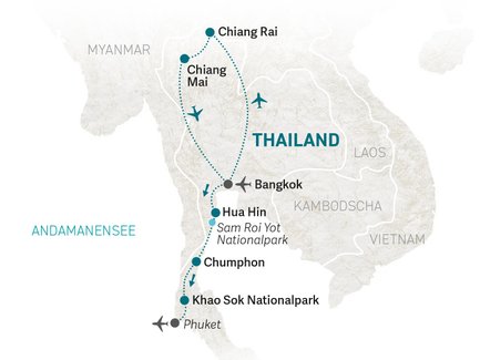 Reiseroute Thailand for family individuell - 2025