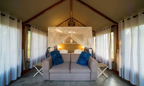Schlafzimmer Busch Camp - Namibia Reise mit Kindern