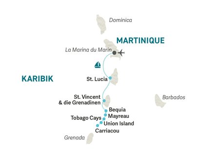 Reiseroute Karibik Segeln for family - 2026
