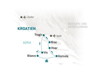 Reiseroute Kroatien Segeln for family - 2027