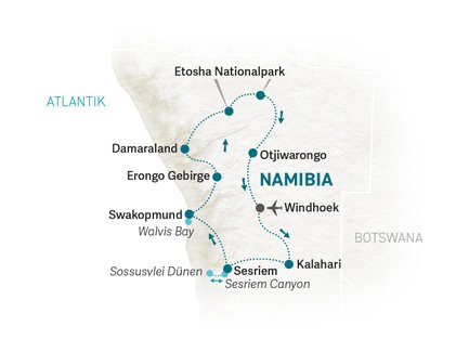 Reiseroute Namibia for family individuell - 2026
