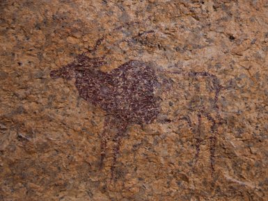 Eine Feldmalerei die eine Gazelle zeigt - Namibia Rundreise mit Kindern