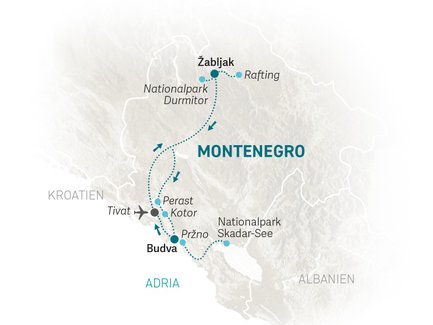 Reiseroute Montenegro for family - 2025