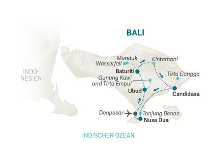 Reiseroute Bali for family - 2026