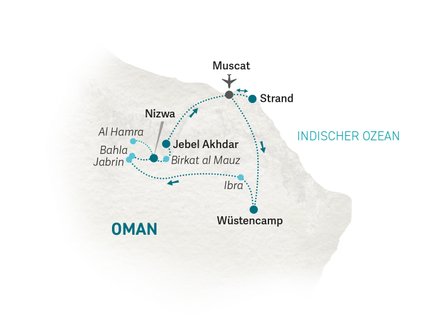 Reiseroute Oman for family Deluxe - 2025
