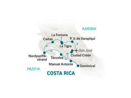 Reiseroute Costa Rica for family individuell 02 - 2022