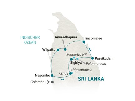 Reiseroute Sri Lanka Summer for family - 2026