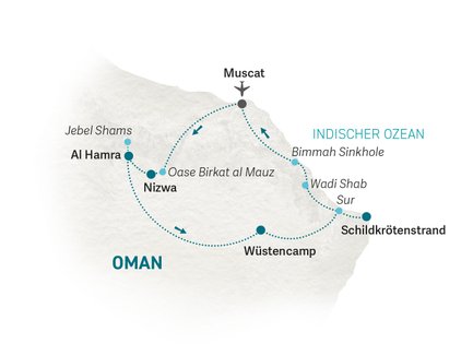 Reiseroute Oman for family - 2025