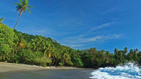 Brandung mit starken Wellen an einem Strand in Costa Rica – Costa Rica Familienreise