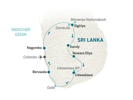 Reiseroute Sri Lanka for family individuell Süden - 2027
