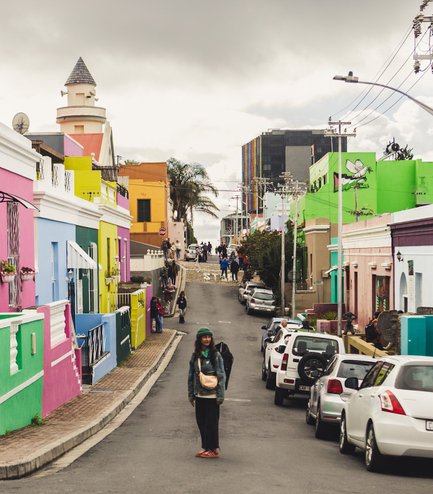 Bunte Häuser und Straßen im Bo-Kaap, Kapstadt – Südafrika Familienreise