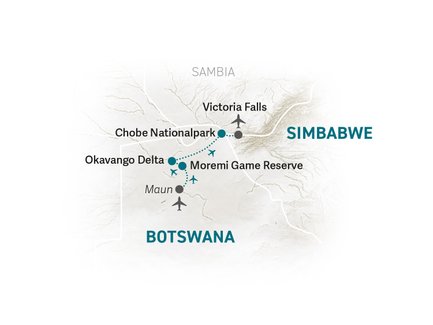 Reiseroute Botswana for family Deluxe - 2024