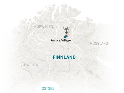 Eine Karte zeigt Finnland mit den Umrissen der benachbarten Länder Norwegen, Schweden und Russland.